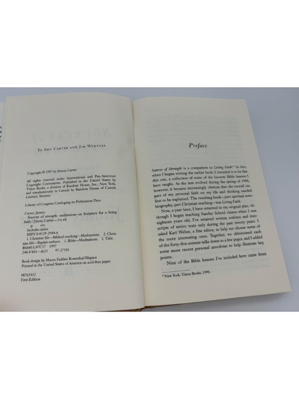 1997 Jimmy Carter Signed Sources of Strength First Edition First Print Hardcover - Picture 6 of 9